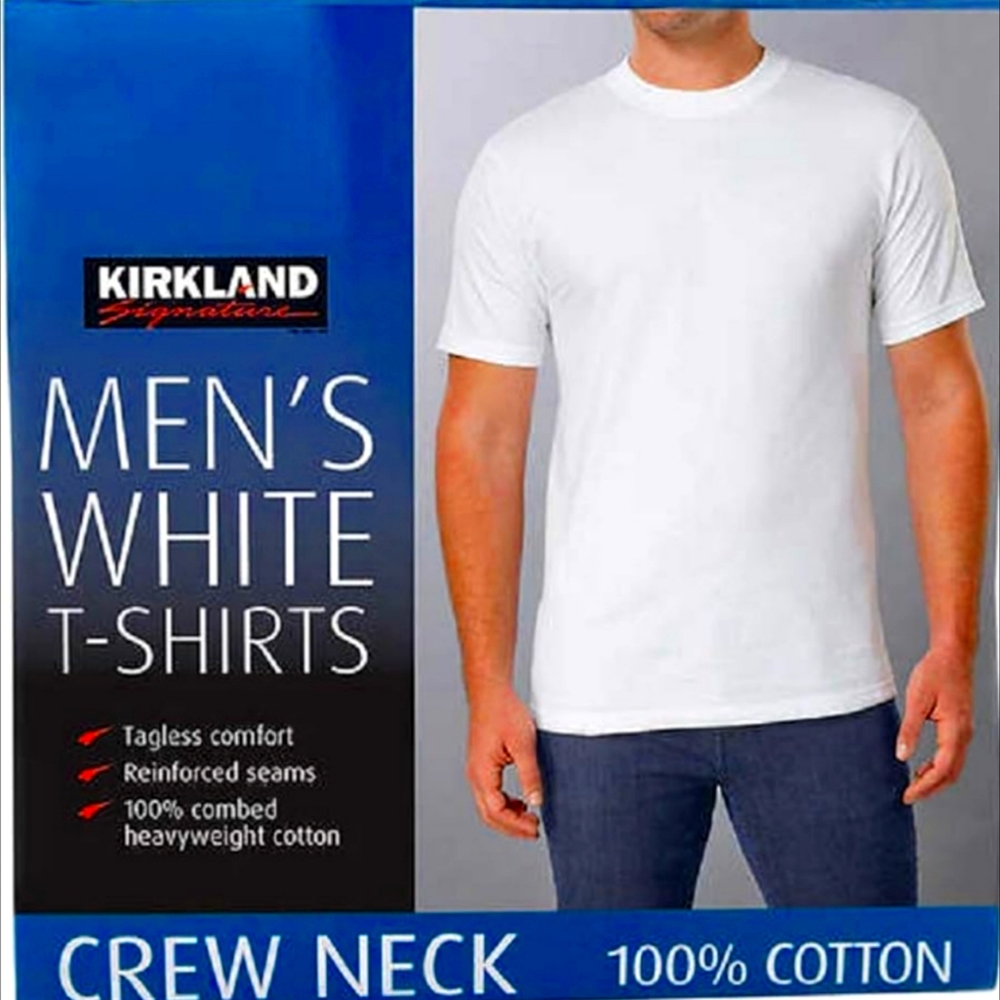 New! Kirkland Signature White Men’s Crew Neck Tee 6-pack Size L